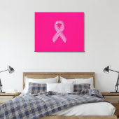 Fuchsia Glitter Style Pink Ribbon Awareness Canvas Afdruk (Insitu (Slaapkamer))