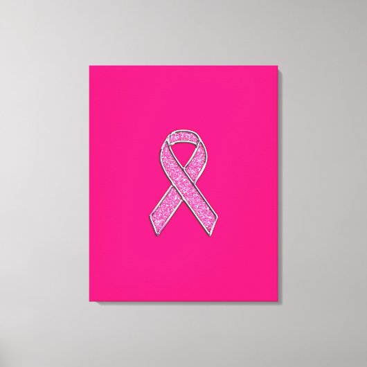 Fuchsia Glitter Style Pink Ribbon Awareness Canvas Afdruk (Voorkant)