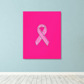 Fuchsia Glitter Style Pink Ribbon Awareness Canvas Afdruk (Insitu (Houten vloer))