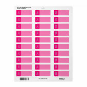 Fuchsia Glitter Style Pink Ribbon Awareness Etiket (Full Sheet)
