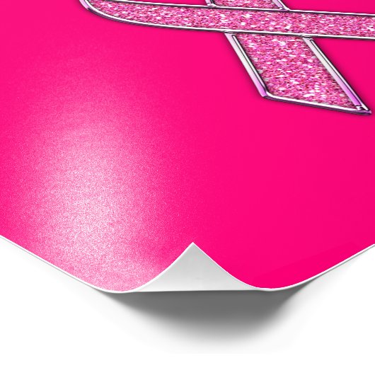 Fuchsia Glitter Style Pink Ribbon Awareness Foto Afdruk (Hoek)
