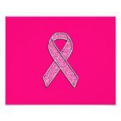 Fuchsia Glitter Style Pink Ribbon Awareness Foto Afdruk (Voorkant)