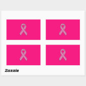 Fuchsia Glitter Style Pink Ribbon Awareness Rechthoekige Sticker (Vel)
