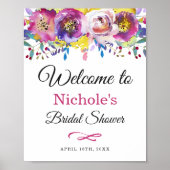 Fuchsia Gold Botanic Garden Vrijgezellenfeest Sign Poster (Voorkant)