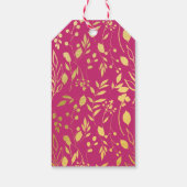 Fuchsia Gold Flowers Weddenschap Hartelijk dank Cadeaulabel (Achterkant)