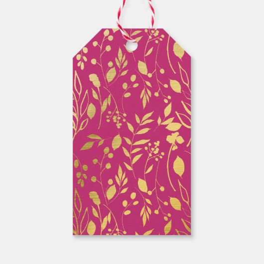 Fuchsia Gold Flowers Weddenschap Hartelijk dank Cadeaulabel (Achterkant)