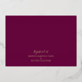 Fuchsia & Gold Modern Peony Toile Baby shower Folie Uitnodiging (Achterkant)