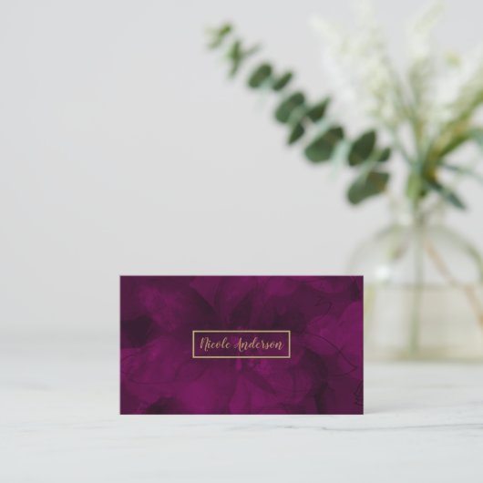 Fuchsia Gold Waterverf Floral Glam Elegant Modern Visitekaartje (Staand voorkant)
