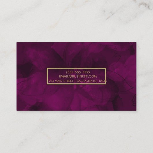 Fuchsia Gold Waterverf Floral Glam Elegant Modern Visitekaartje (Achterkant)