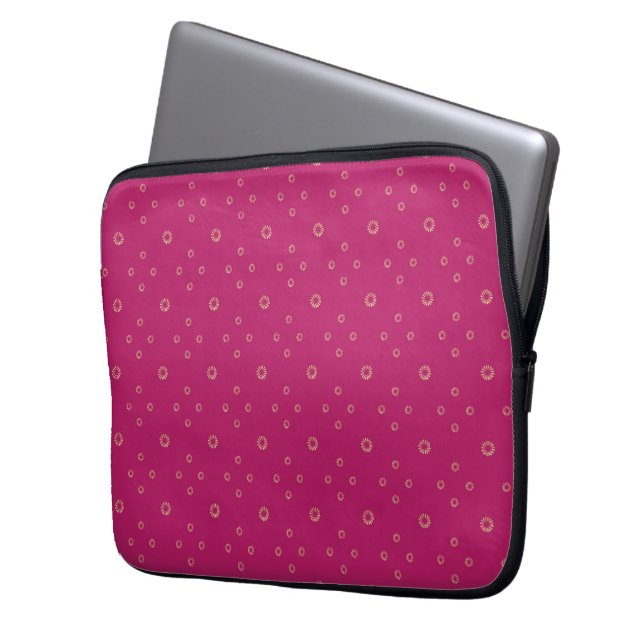Fuchsia | Golden Zinnia Zon Laptop Sleeve (Voorkant Links)