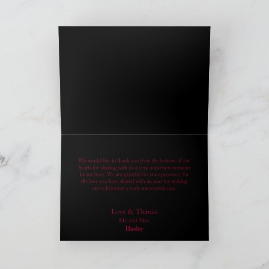 Fuchsia Gothic Floral Weddenschap Bedankkaart (Binnen)