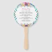 Fuchsia Goud Bloemen Chique Huwelijksprogramma Han Handwaaier (Achterkant)