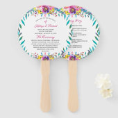 Fuchsia Goud Bloemen Chique Huwelijksprogramma Han Handwaaier (Voorkant en achterkant)