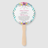 Fuchsia Goud Bloemen Chique Huwelijksprogramma Han Handwaaier (Voorkant)