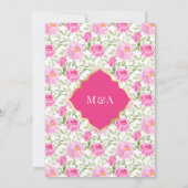 Fuchsia Goud Roze Bloempatroon Moslim Bruiloft Kaart (Achterkant)