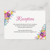 Fuchsia Gouden Bloesem Bloemrijke Trouwontvangstka Informatiekaartje (Voorkant)