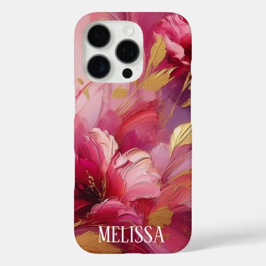 Fuchsia Gouden Elegantie in Acryl met Naam Case-Mate iPhone Case (Achterkant)