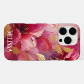 Fuchsia Gouden Elegantie in Acryl met Naam Case-Mate iPhone Case (Achterkant (horizontaal))