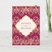 Fuchsia Gouden Kant QR Code Foto Indiase Trouw (Voorkant)