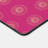 Fuchsia | Gouden Zinnia Bloem Medaillons Bureaumat (Hoek)
