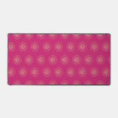 Fuchsia | Gouden Zinnia Bloem Medaillons Bureaumat (Voorkant)