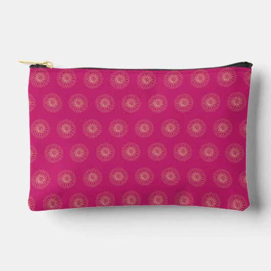 Fuchsia | Gouden Zinnia Bloem Medaillons Etui (Voorkant)