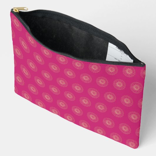 Fuchsia | Gouden Zinnia Bloem Medaillons Etui (Open)