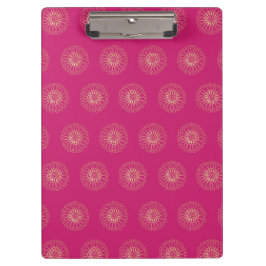 Fuchsia | Gouden Zinnia Bloem Medaillons Klembord