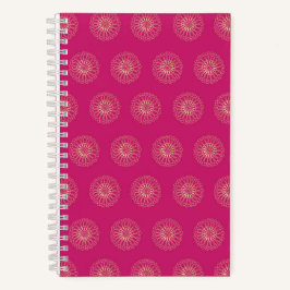 Fuchsia | Gouden Zinnia Bloem Medaillons Notitieboek