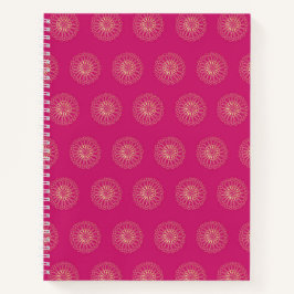 Fuchsia | Gouden Zinnia Bloem Medaillons Notitieboek