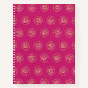 Fuchsia Gouden Zinnia Bloem Medaillons Notitieboek