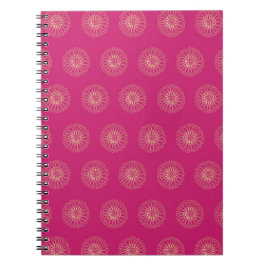 Fuchsia | Gouden Zinnia Bloem Medaillons Notitieboek
