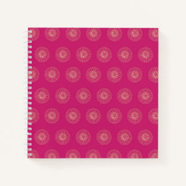 Fuchsia | Gouden Zinnia Bloem Medaillons Notitieboek