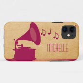 Fuchsia  Gramophone BT iPhone 5 Hoesje (Achterkant (horizontaal))