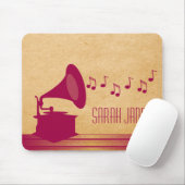 Fuchsia Gramophone Mousepad Muismat (Met muis)
