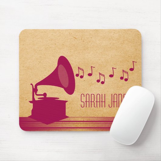 Fuchsia Gramophone Mousepad Muismat (Met muis)