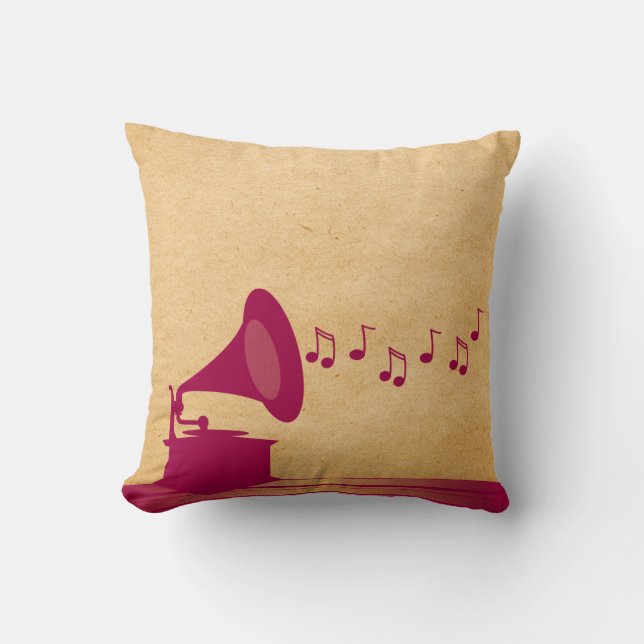Fuchsia  Gramophone Pillow Kussen (Voorkant)