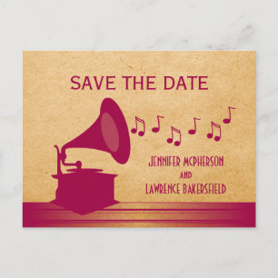 Fuchsia  Gramophone Save the Date Briefkaart