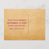 Fuchsia  Gramophone Save the Date Briefkaart (Achterkant)