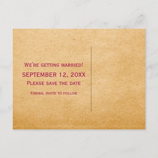 Fuchsia  Gramophone Save the Date Briefkaart (Achterkant)