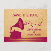 Fuchsia  Gramophone Save the Date Briefkaart (Voorkant)