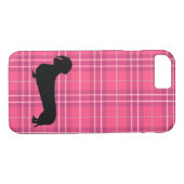 Fuchsia Gray Pset Dachshund Pattern Preppy Case-Mate iPhone Case (Achterkant (Horizontaal))