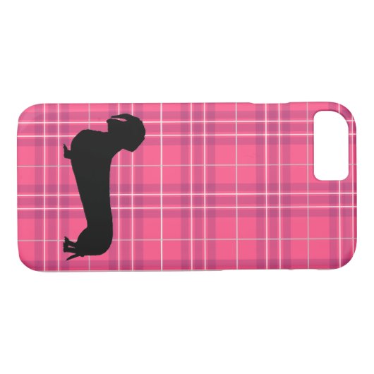 Fuchsia Gray Pset Dachshund Pattern Preppy Case-Mate iPhone Case (Achterkant (Horizontaal))