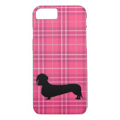 Fuchsia Gray Pset Dachshund Pattern Preppy Case-Mate iPhone Case (Achterkant)