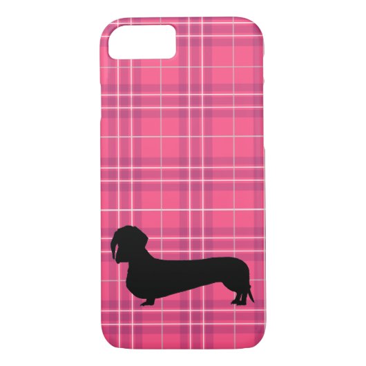 Fuchsia Gray Pset Dachshund Pattern Preppy Case-Mate iPhone Case (Achterkant)