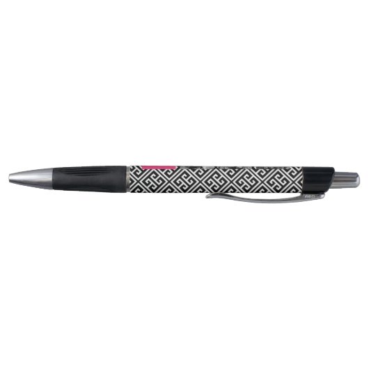 Fuchsia Greek Key en Monogram Photo Collage Pen (Bodem)