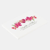 Fuchsia Green Floral Waterverf Wedding Gastenboek (Hoek)