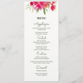 Fuchsia Green Floral Waterverf Wedding Menu Kaarte (Voorkant)