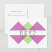 Fuchsia Green Geometric Triad RSVP Briefkaart (Voorkant / Achterkant)