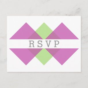 Fuchsia Green Geometric Triad RSVP Briefkaart
